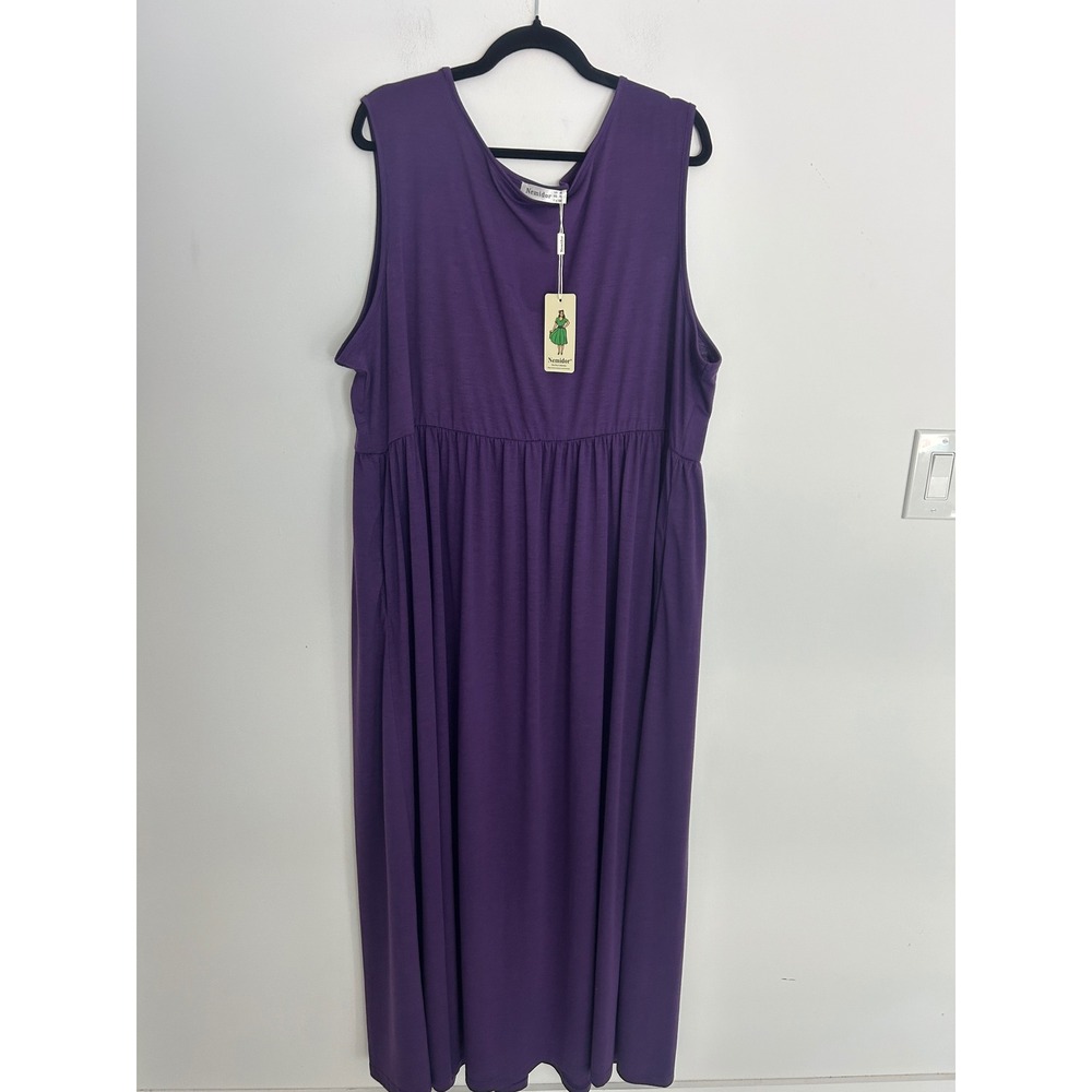 Nemidor Plus Size Purple Sleeveless Maxi Dress Pockets Empire Waist US 26 NEW